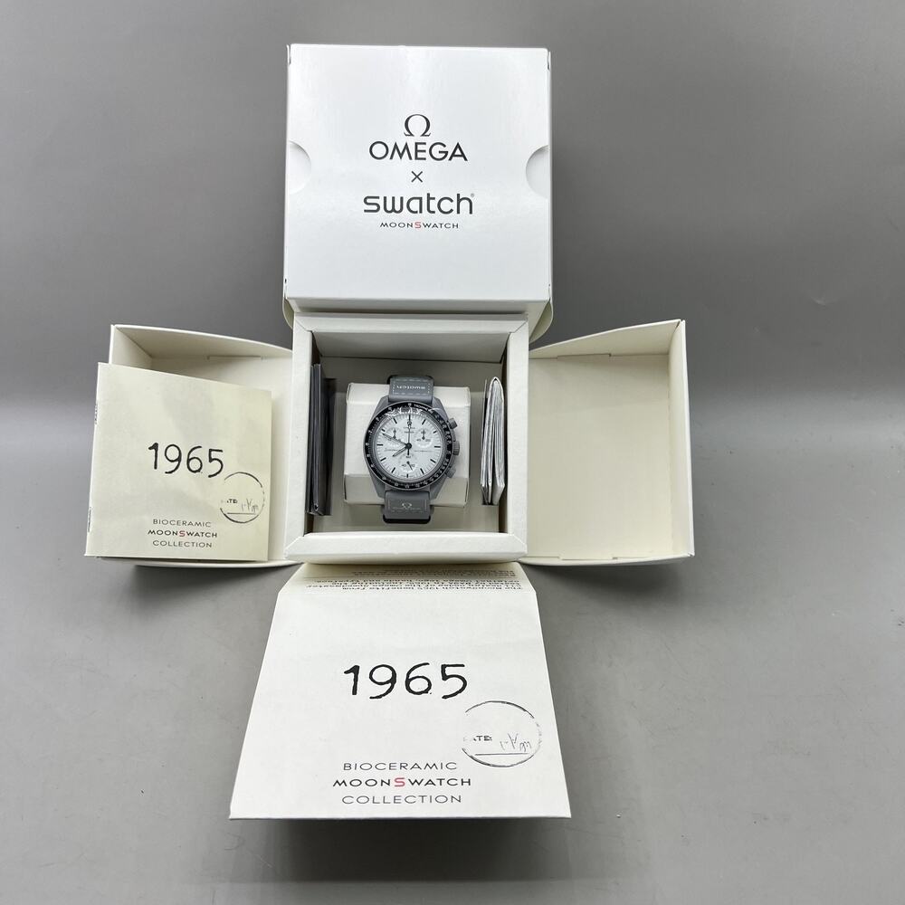 Omega X Swatch 1965 MoonSwatch Speedmaster Mens Gray Swiss Watch With Warranty